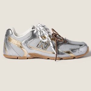 RARE! Authentic NWT New Balance x Miu Miu 530 SL metallic silver gold 37
